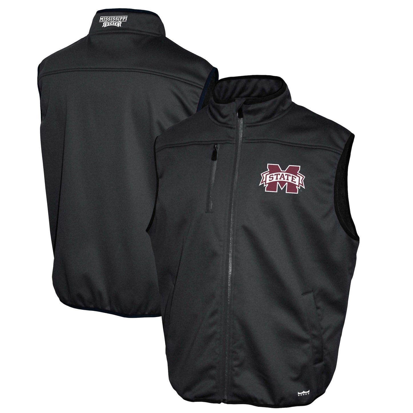 Men's Franchise Club Gray Mississippi State Bulldogs Softshell Full-Zip Vest