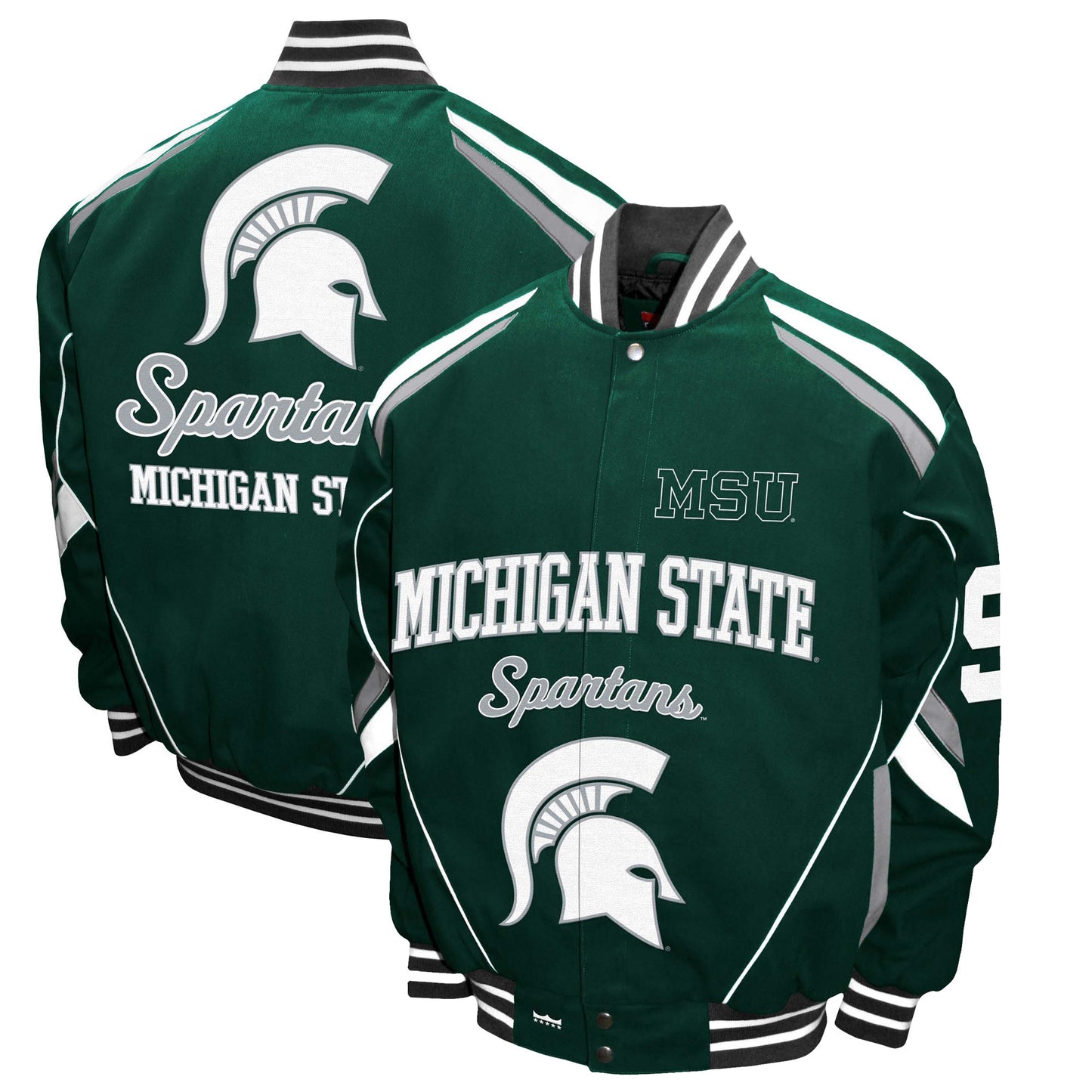 Men's Franchise Club Green Michigan State Spartans Stout Twill Full-Snap Jacket