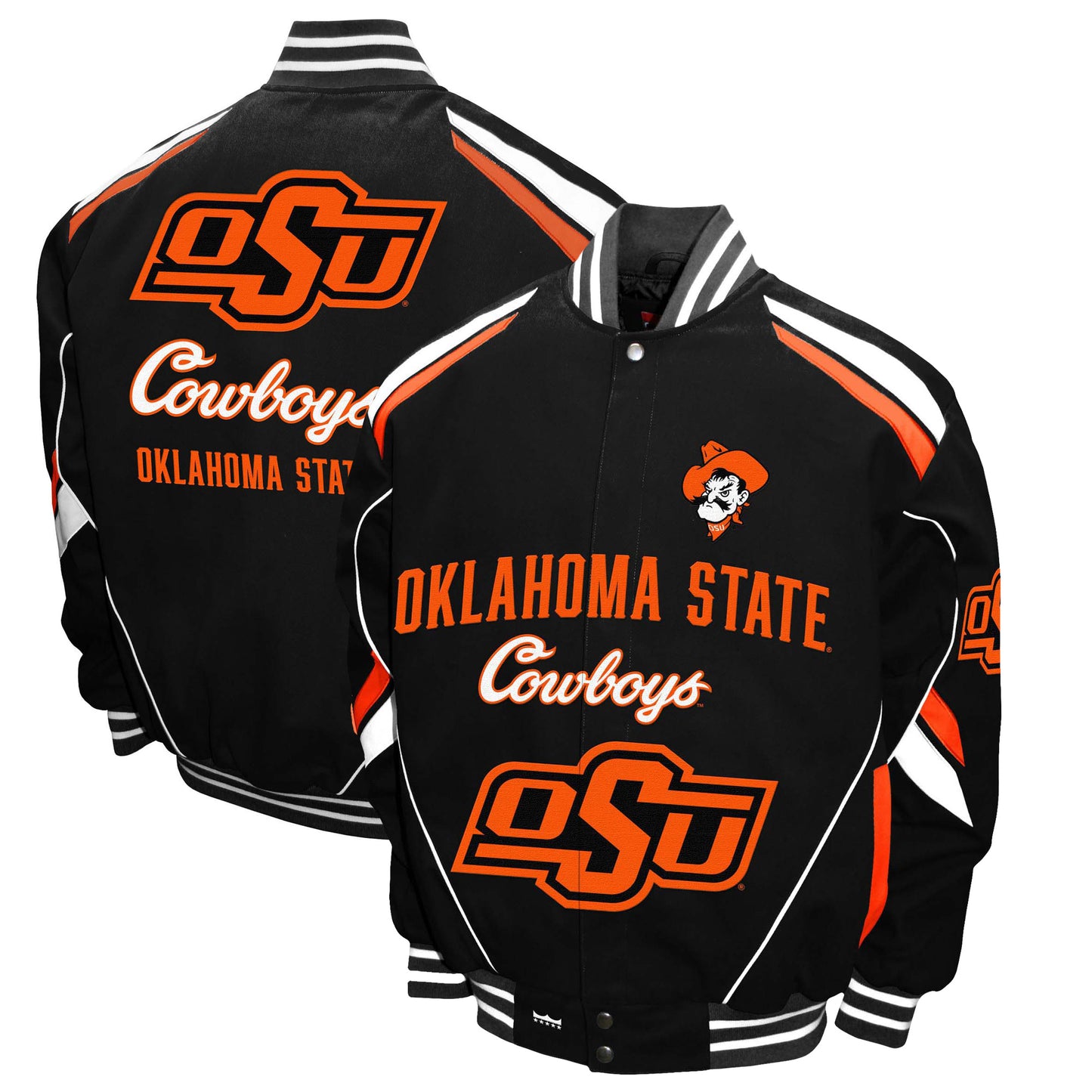 Men's Franchise Club Black Oklahoma State Cowboys Stout Twill Full-Snap Jacket