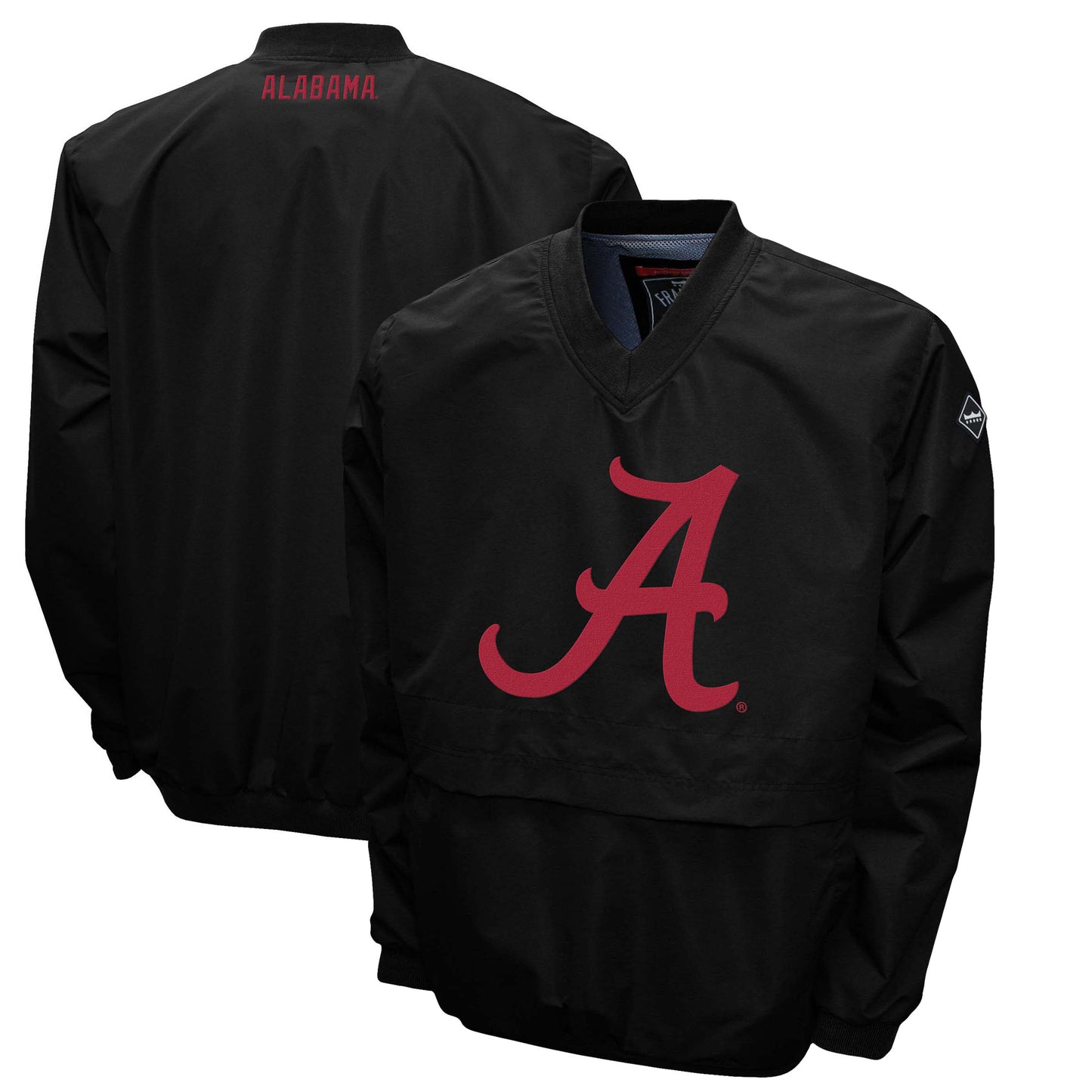 Men's Franchise Club Black Alabama Crimson Tide Windshell Big Logo V-Neck Pullover Jacket