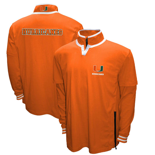 Men's Franchise Club Orange Miami Hurricanes 3-in-1 Double-Down T-Shirt & Quarter-Zip Pullover Set