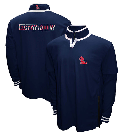 Men's Franchise Club Navy Ole Miss Rebels 3-in-1 Double-Down T-Shirt & Quarter-Zip Pullover Set