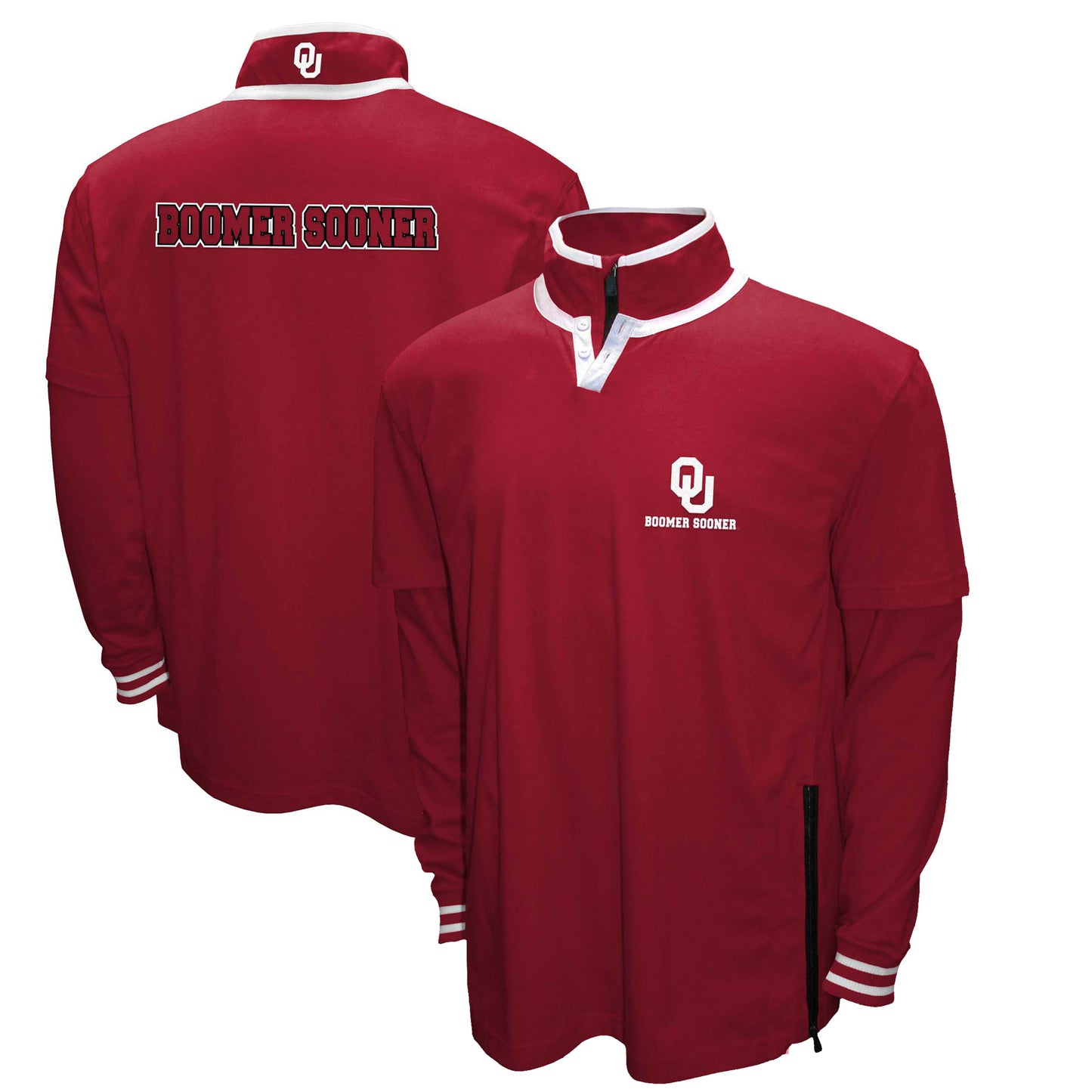 Men's Franchise Club Crimson Oklahoma Sooners 3-in-1 Double-Down T-Shirt & Quarter-Zip Pullover Set