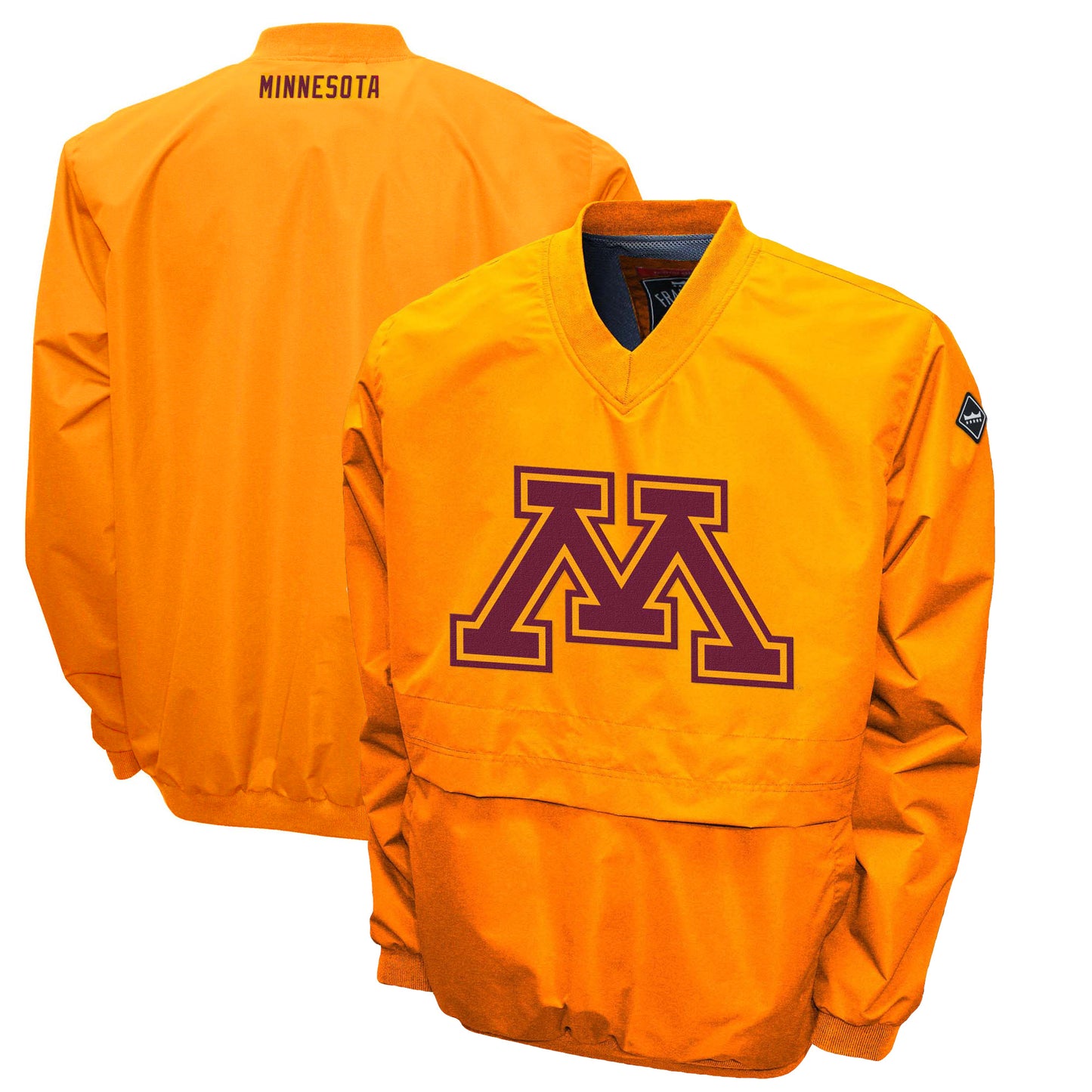 Men's Franchise Club Gold Minnesota Golden Gophers Windshell Big Logo V-Neck Pullover Jacket