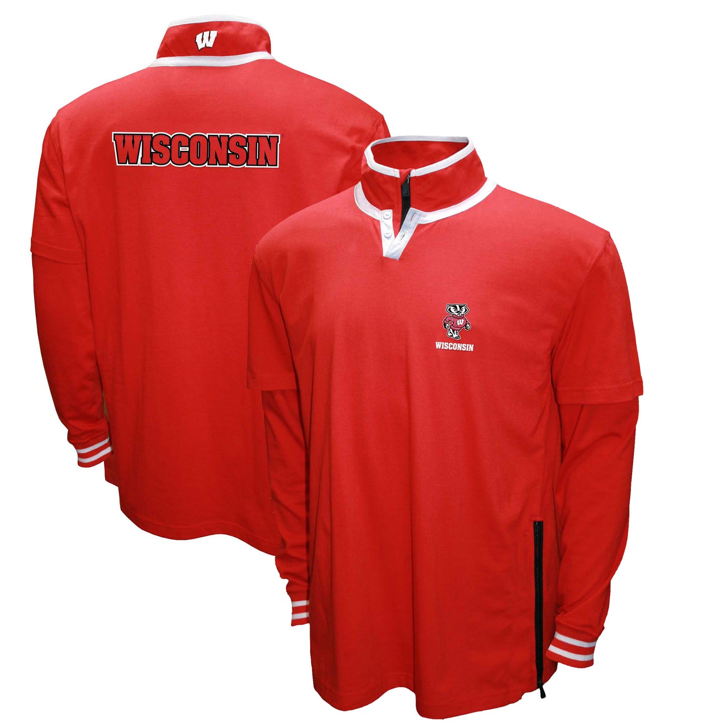 Men's Franchise Club Red Wisconsin Badgers 3-in-1 Double-Down T-Shirt & Quarter-Zip Pullover Set