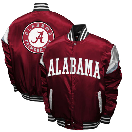 Men's Franchise Club Crimson Alabama Crimson Tide Power Satin Full-Snap Jacket