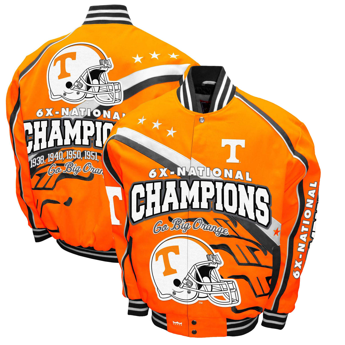 Men's Franchise Club Tennessee Orange Tennessee Volunteers Commemorative Football 6-Time National Champions Full-Snap Jacket