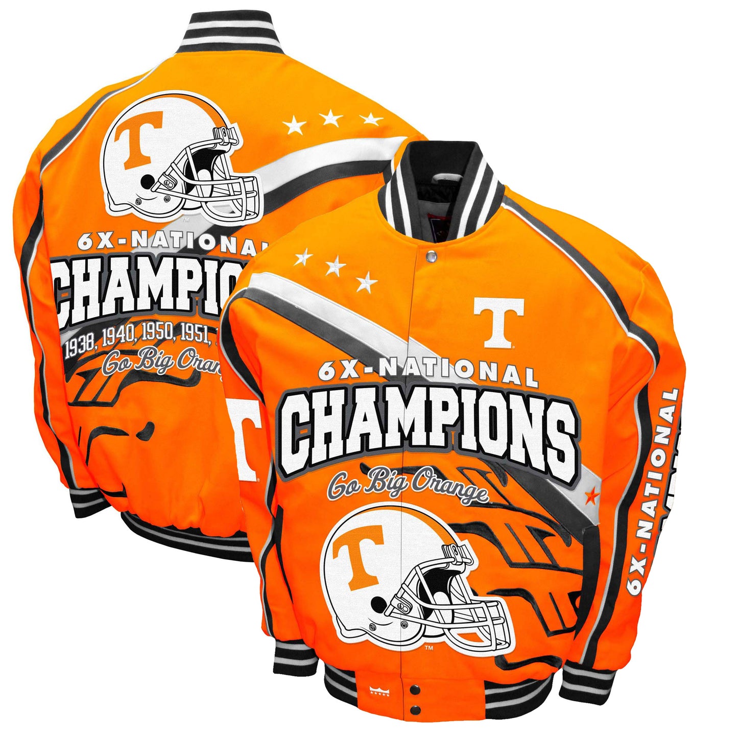 Men's Franchise Club Tennessee Orange Tennessee Volunteers Commemorative Football 6-Time National Champions Full-Snap Jacket