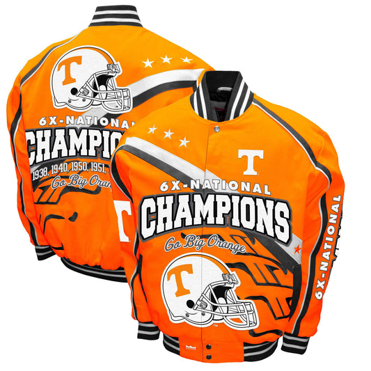 Men's Franchise Club Tennessee Orange Tennessee Volunteers Commemorative Football 6-Time National Champions Full-Snap Jacket