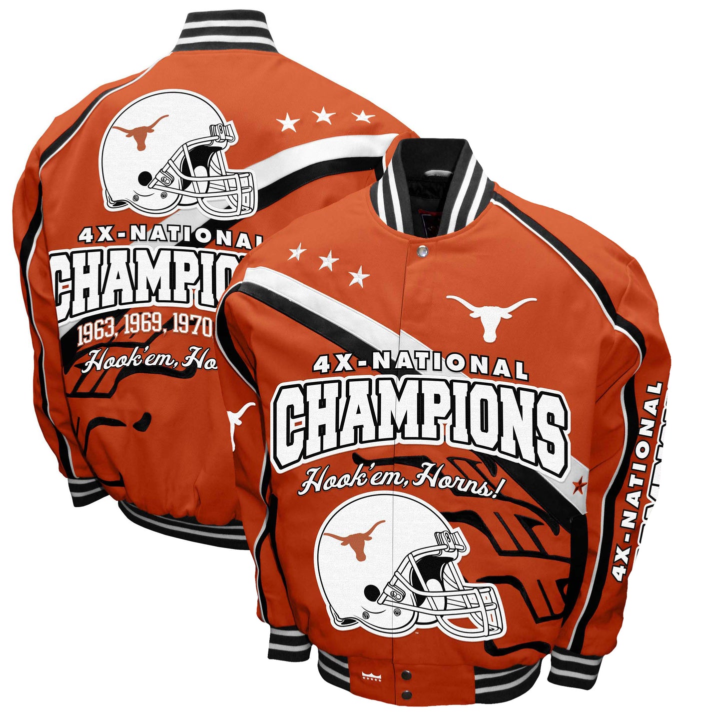 Men's Franchise Club Texas Orange Texas Longhorns Commemorative Football 4-Time National Champions Full-Snap Jacket