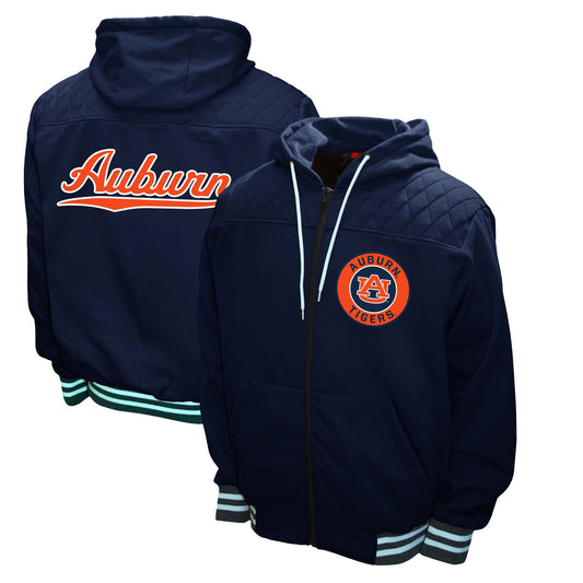 Men's Franchise Club Navy Auburn Tigers Walk-On Full Zip Hoodie Jacket