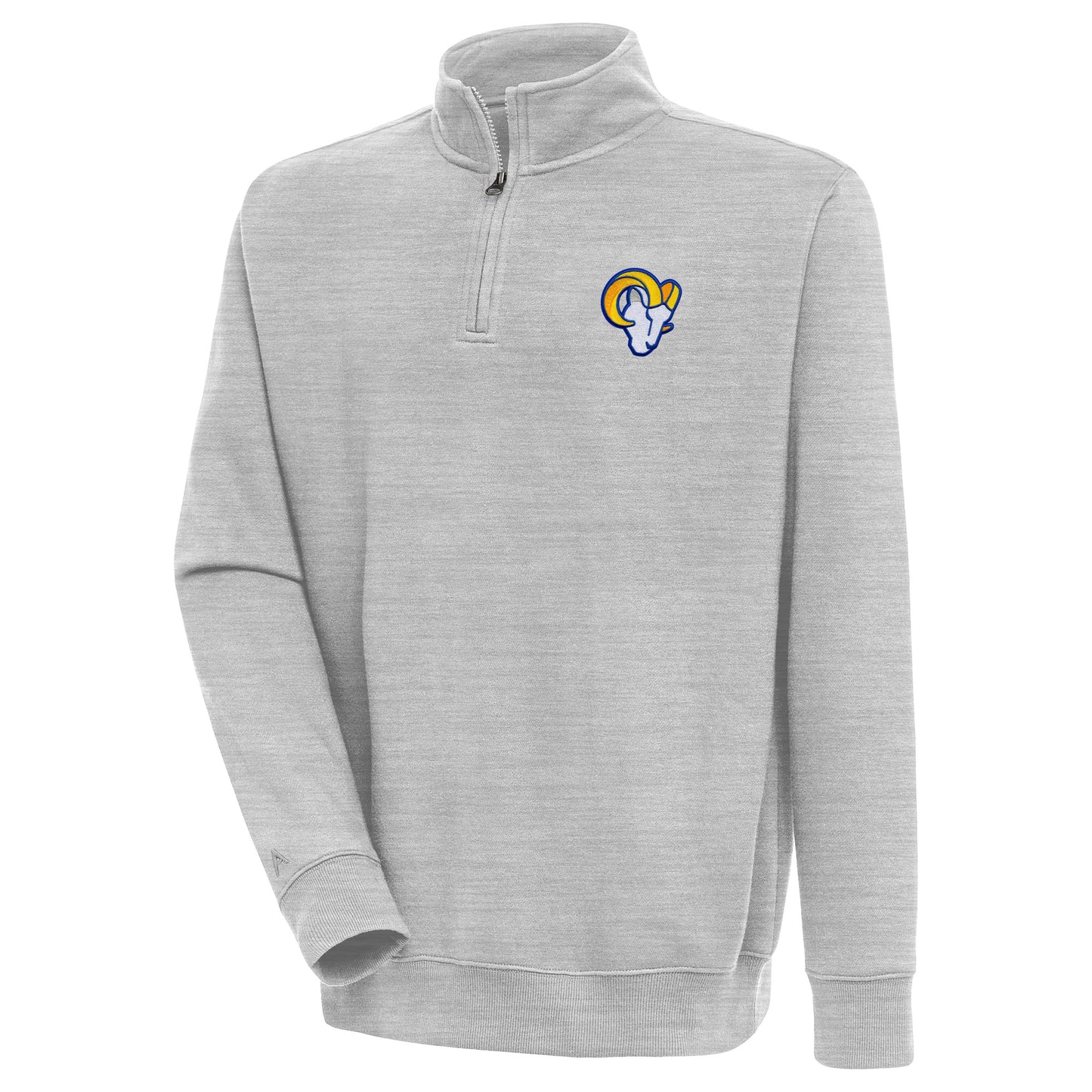 Men's Antigua  Heather Gray Los Angeles Rams Victory Quarter-Zip Pullover Top