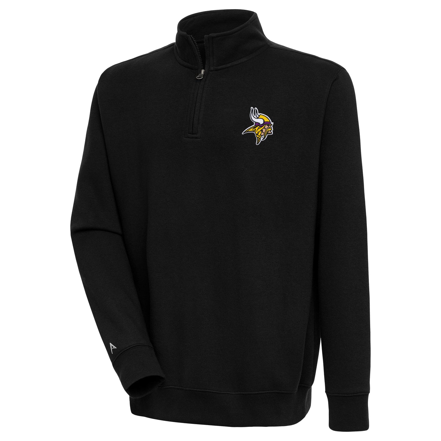 Men's Antigua  Black Minnesota Vikings Victory Quarter-Zip Pullover Top