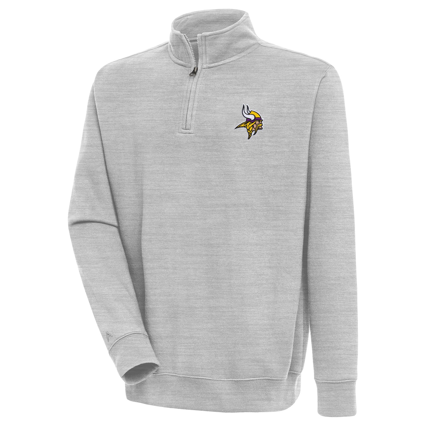 Men's Antigua  Heather Gray Minnesota Vikings Victory Quarter-Zip Pullover Top