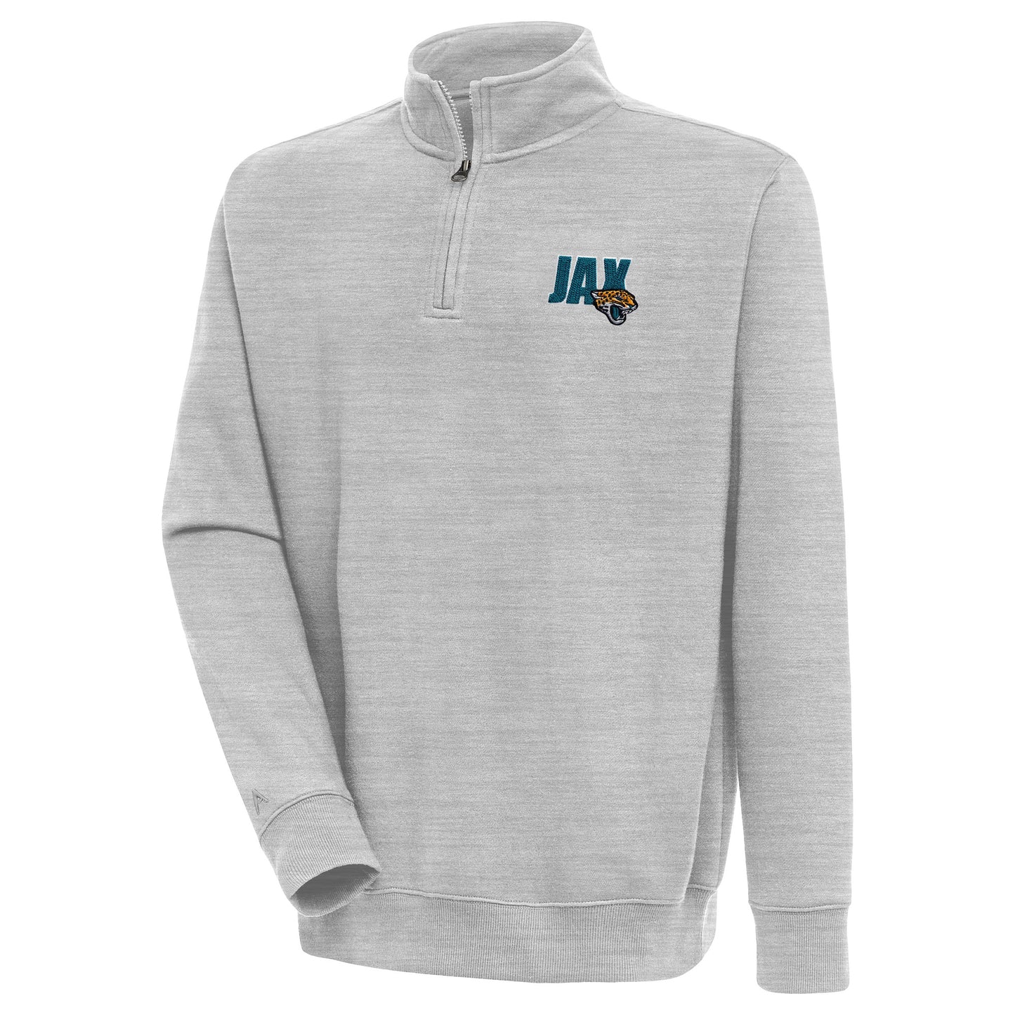 Men's Antigua  Heather Gray Jacksonville Jaguars Victory Quarter-Zip Pullover Top