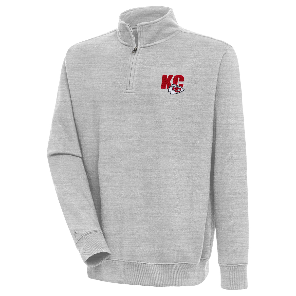 Men's Antigua  Heather Gray Kansas City Chiefs Victory Quarter-Zip Pullover Top