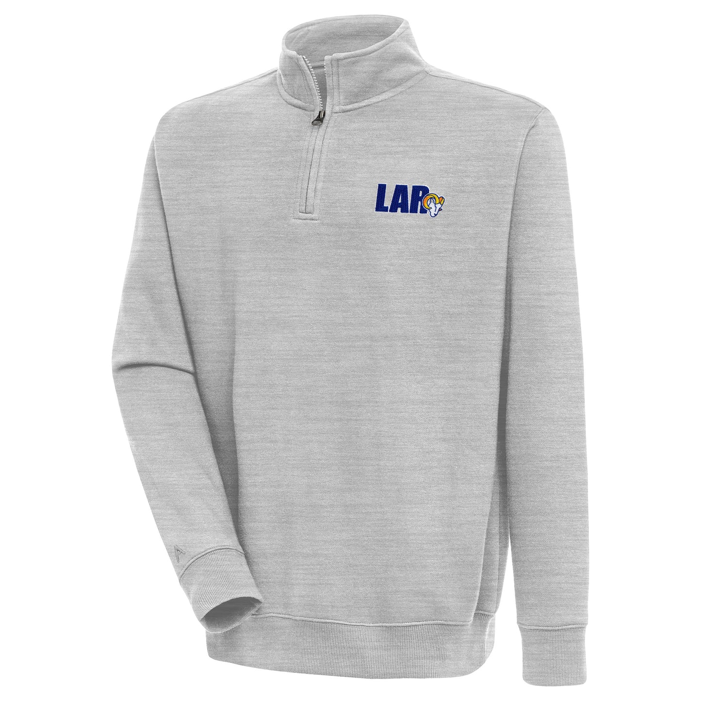 Men's Antigua  Heather Gray Los Angeles Rams Victory Quarter-Zip Pullover Top