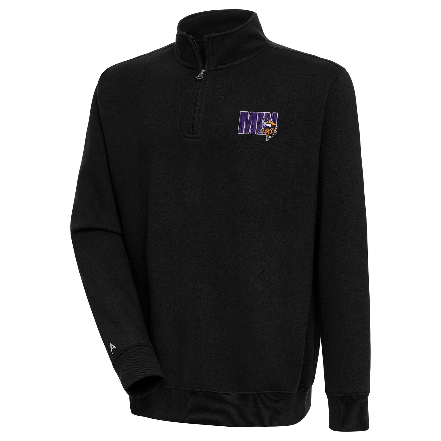 Men's Antigua  Black Minnesota Vikings Victory Quarter-Zip Pullover Top