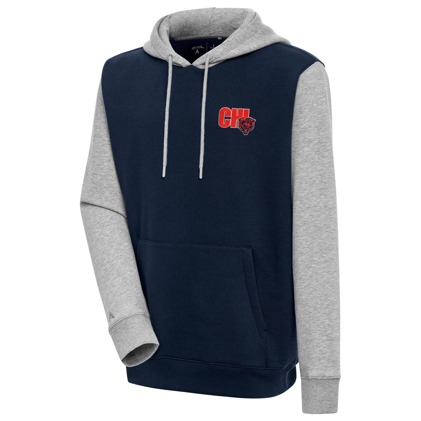 Men's Antigua  Navy/Heather Gray Chicago Bears Victory Pullover Hoodie