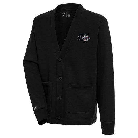 Men's Antigua  Black Atlanta Falcons Victory Button-Up Cardigan