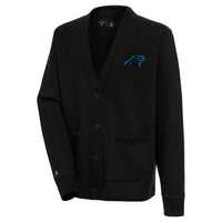 Men's Antigua  Black Carolina Panthers Victory Button-Up Cardigan