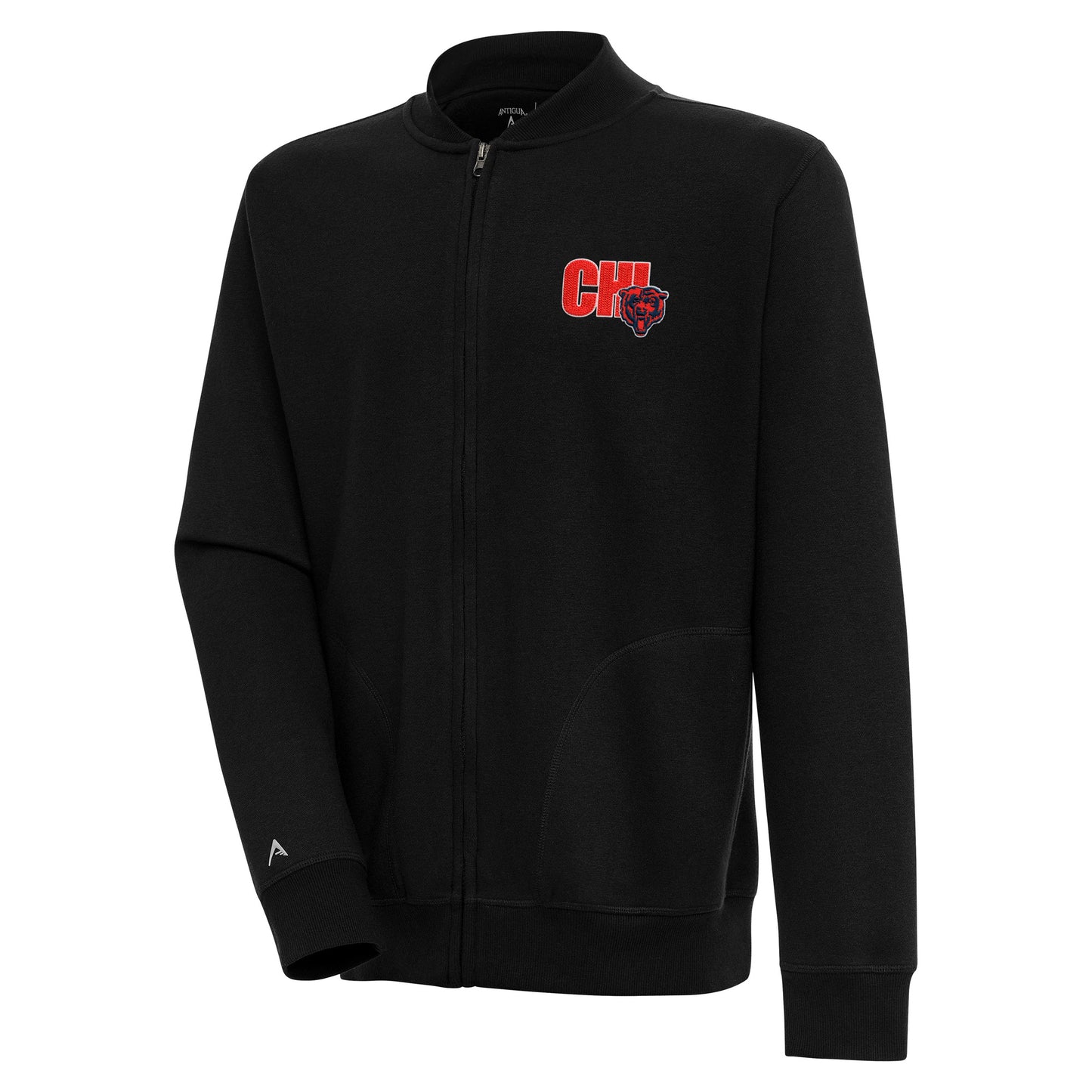 Men's Antigua  Black Chicago Bears Victory Full-Zip Jacket