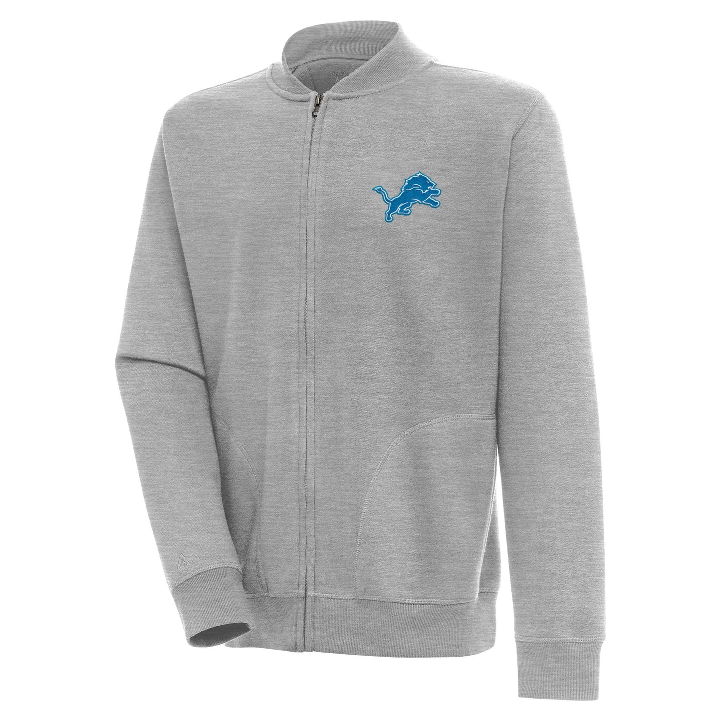 Men's Antigua  Heather Gray Detroit Lions Victory Full-Zip Jacket