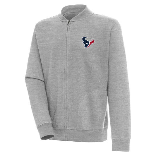 Men's Antigua  Heather Gray Houston Texans Victory Full-Zip Jacket