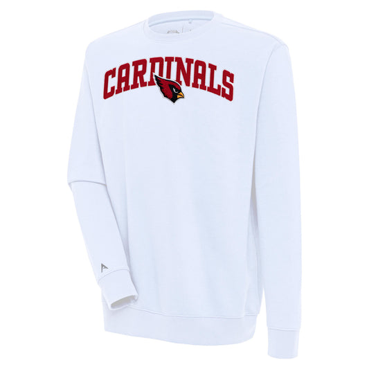 Men's Antigua  White Arizona Cardinals Victory Chenille Pullover Sweatshirt