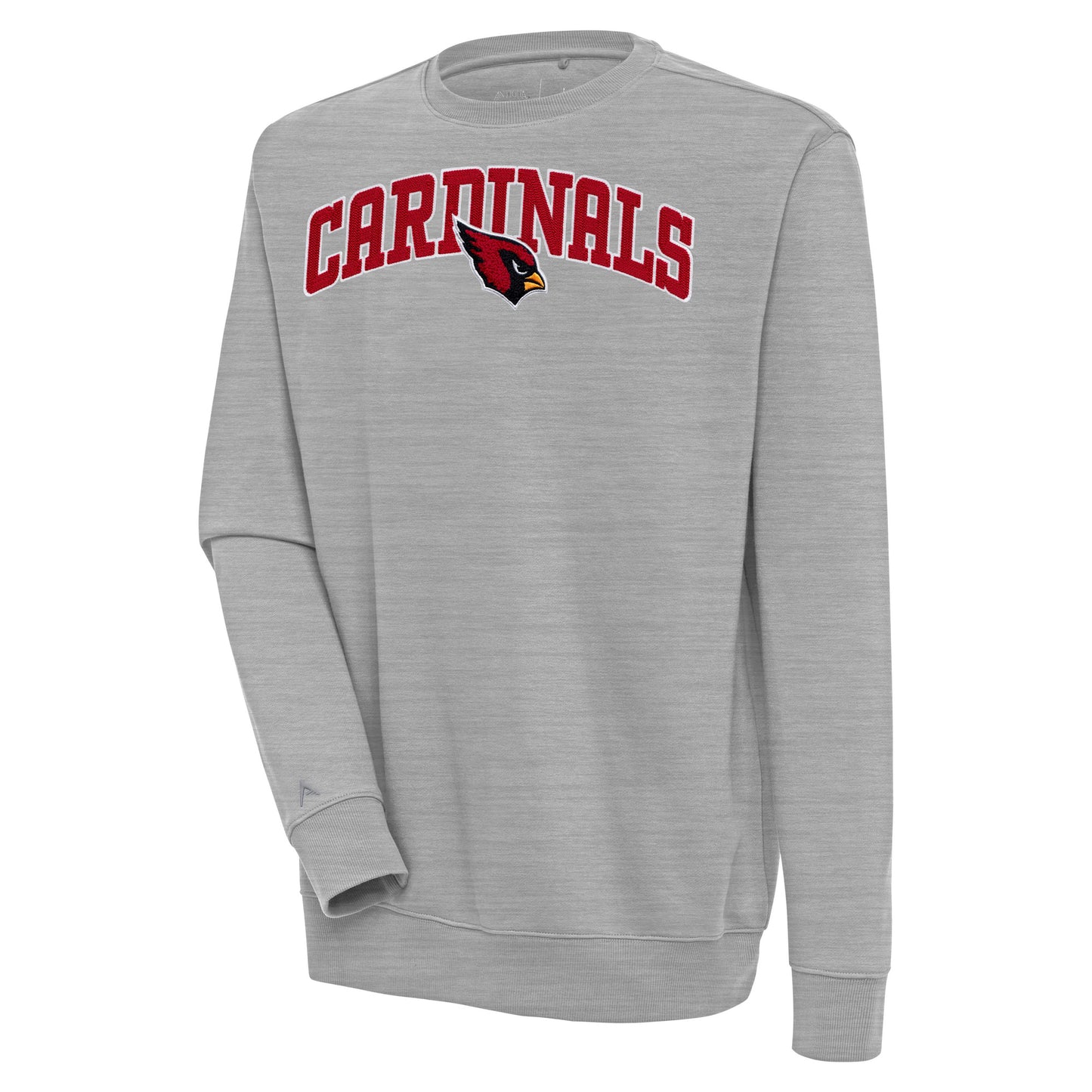 Men's Antigua  Heather Gray Arizona Cardinals Victory Chenille Pullover Sweatshirt