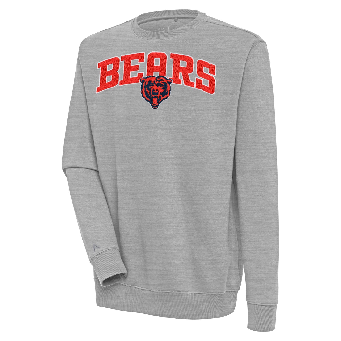 Men's Antigua  Heather Gray Chicago Bears Victory Chenille Pullover Sweatshirt