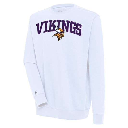 Men's Antigua  White Minnesota Vikings Victory Chenille Pullover Sweatshirt