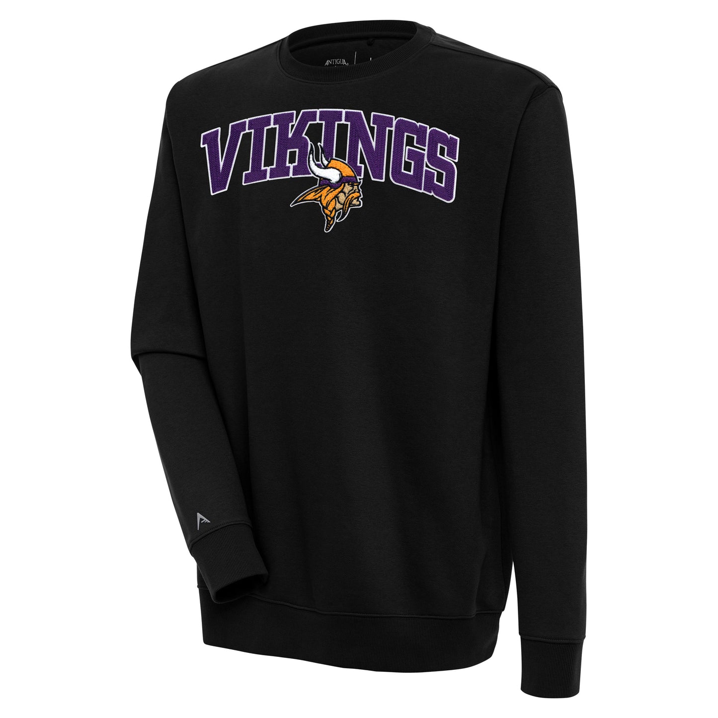 Men's Antigua  Black Minnesota Vikings Victory Chenille Pullover Sweatshirt