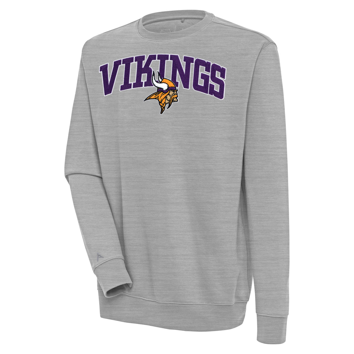 Men's Antigua  Heather Gray Minnesota Vikings Victory Chenille Pullover Sweatshirt