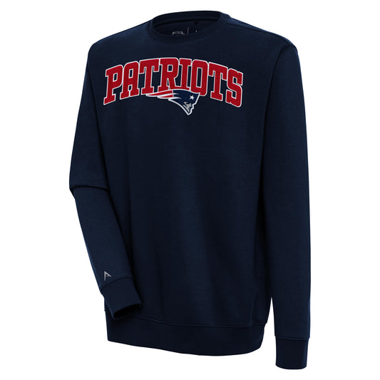 Men's Antigua  Navy New England Patriots Victory Chenille Pullover Sweatshirt