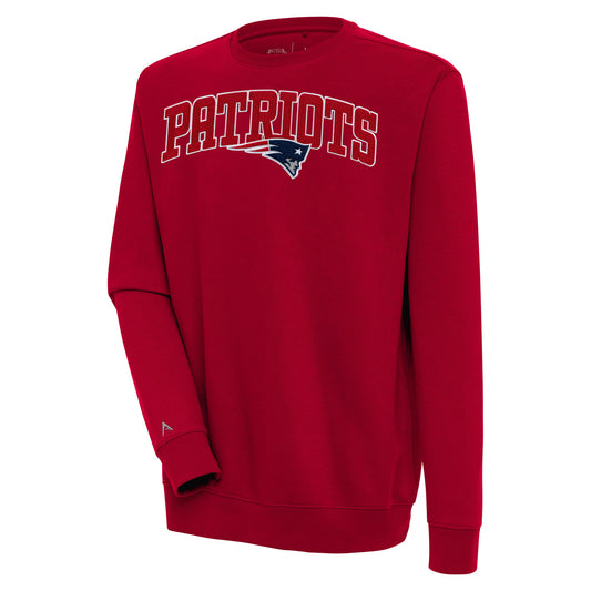 Men's Antigua  Red New England Patriots Victory Chenille Pullover Sweatshirt