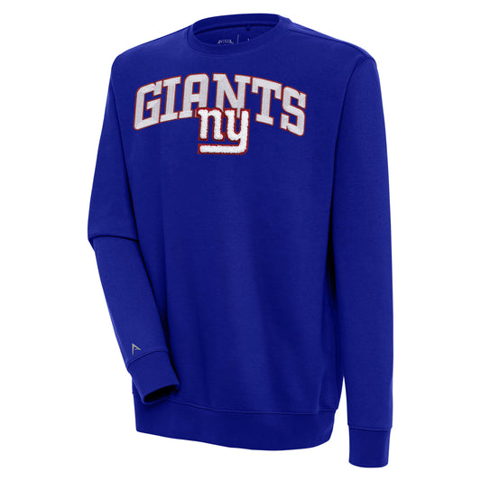 Men's Antigua  Royal New York Giants Victory Chenille Pullover Sweatshirt