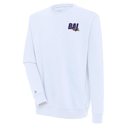 Men's Antigua  White Baltimore Ravens Victory Pullover Sweatshirt