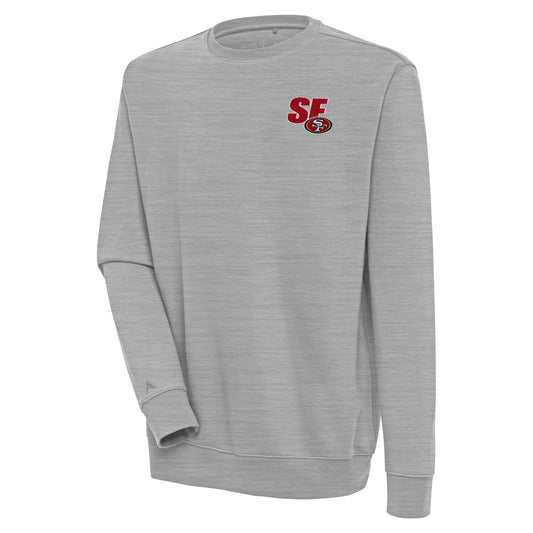 Men's Antigua  Heather Gray San Francisco 49ers Victory Pullover Sweatshirt