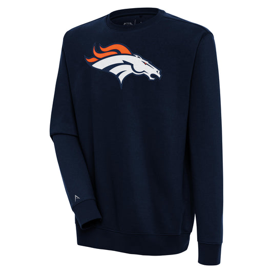 Men's Antigua  Navy Denver Broncos Victory Pullover Sweatshirt