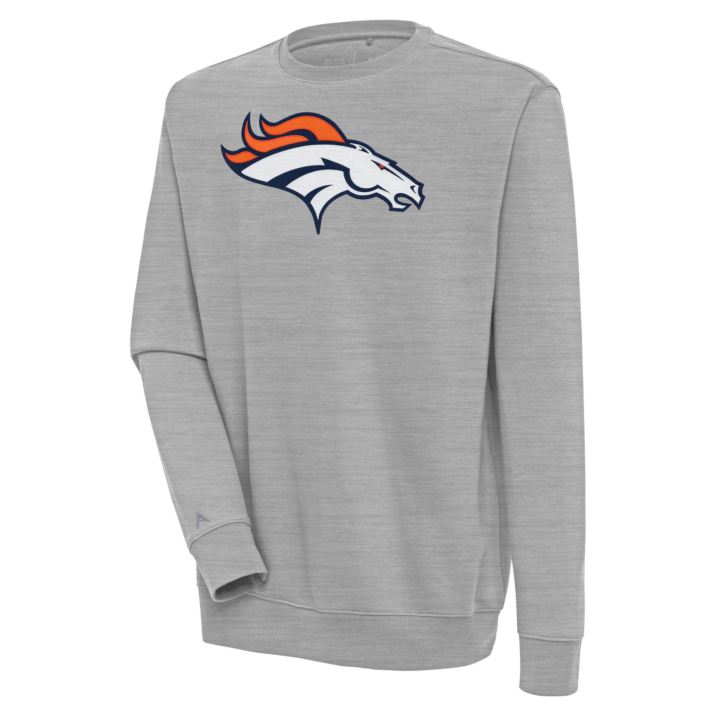 Men's Antigua  Heather Gray Denver Broncos Victory Pullover Sweatshirt