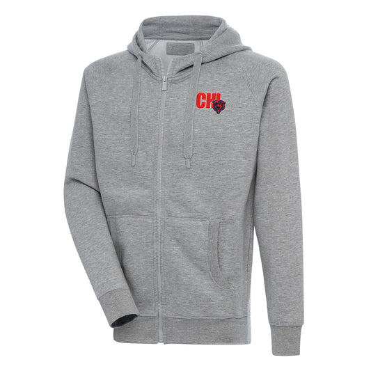 Men's Antigua  Heather Gray Chicago Bears Victory Full-Zip Hoodie