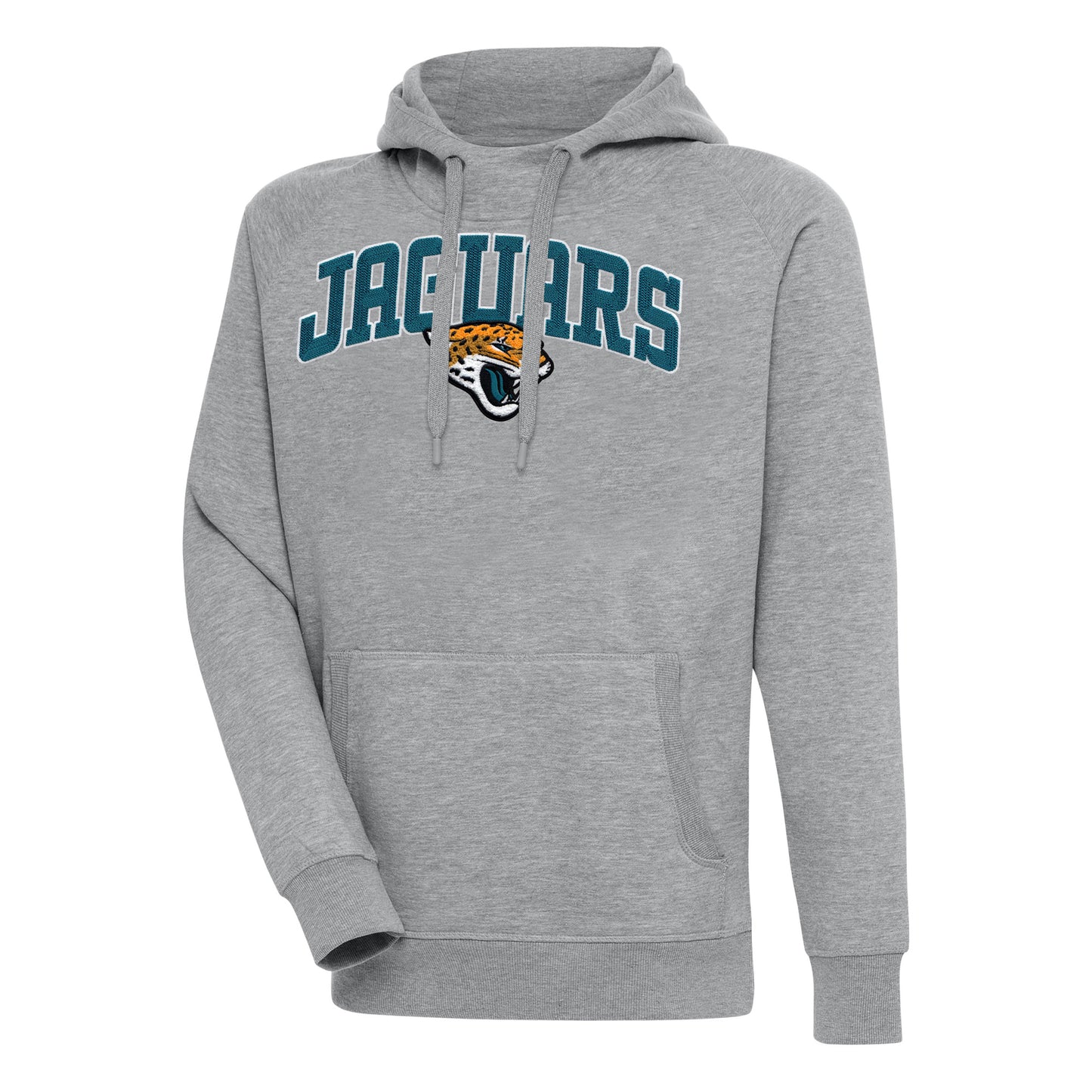 Men's Antigua  Heather Gray Jacksonville Jaguars Victory Pullover Hoodie