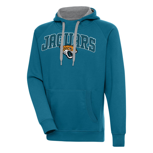 Men's Antigua  Teal Jacksonville Jaguars Victory Pullover Hoodie