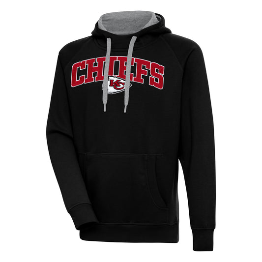 Men's Antigua  Black Kansas City Chiefs Victory Pullover Hoodie