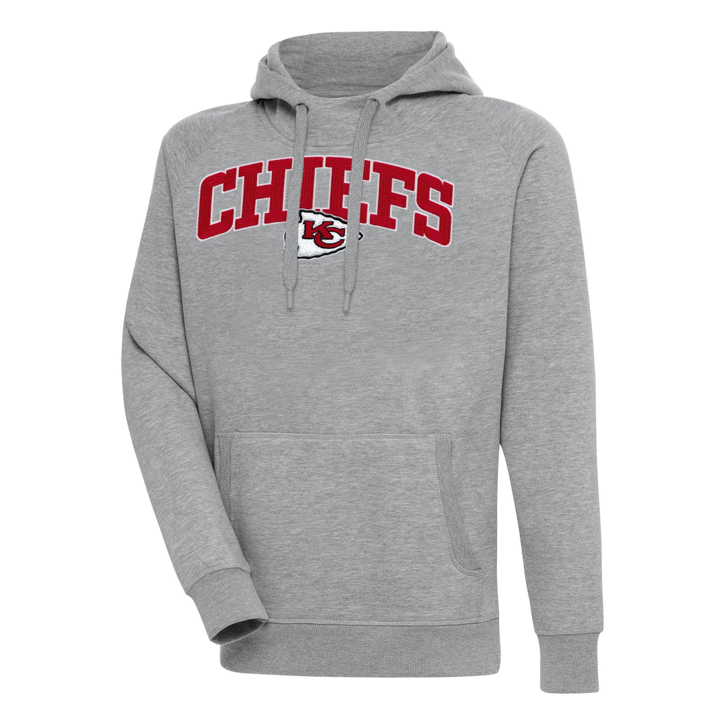 Men's Antigua  Heather Gray Kansas City Chiefs Victory Pullover Hoodie