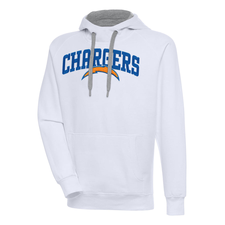 Men's Antigua  White Los Angeles Chargers Victory Pullover Hoodie