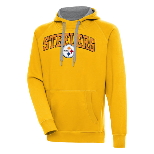 Men's Antigua  Gold Pittsburgh Steelers Victory Pullover Hoodie