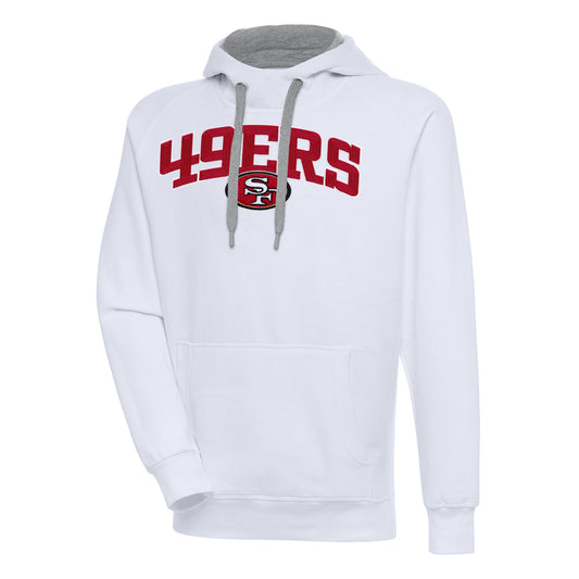 Men's Antigua  White San Francisco 49ers Victory Pullover Hoodie