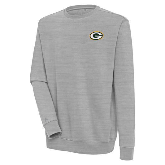 Men's Antigua  Heather Gray Green Bay Packers Victory Pullover Sweatshirt